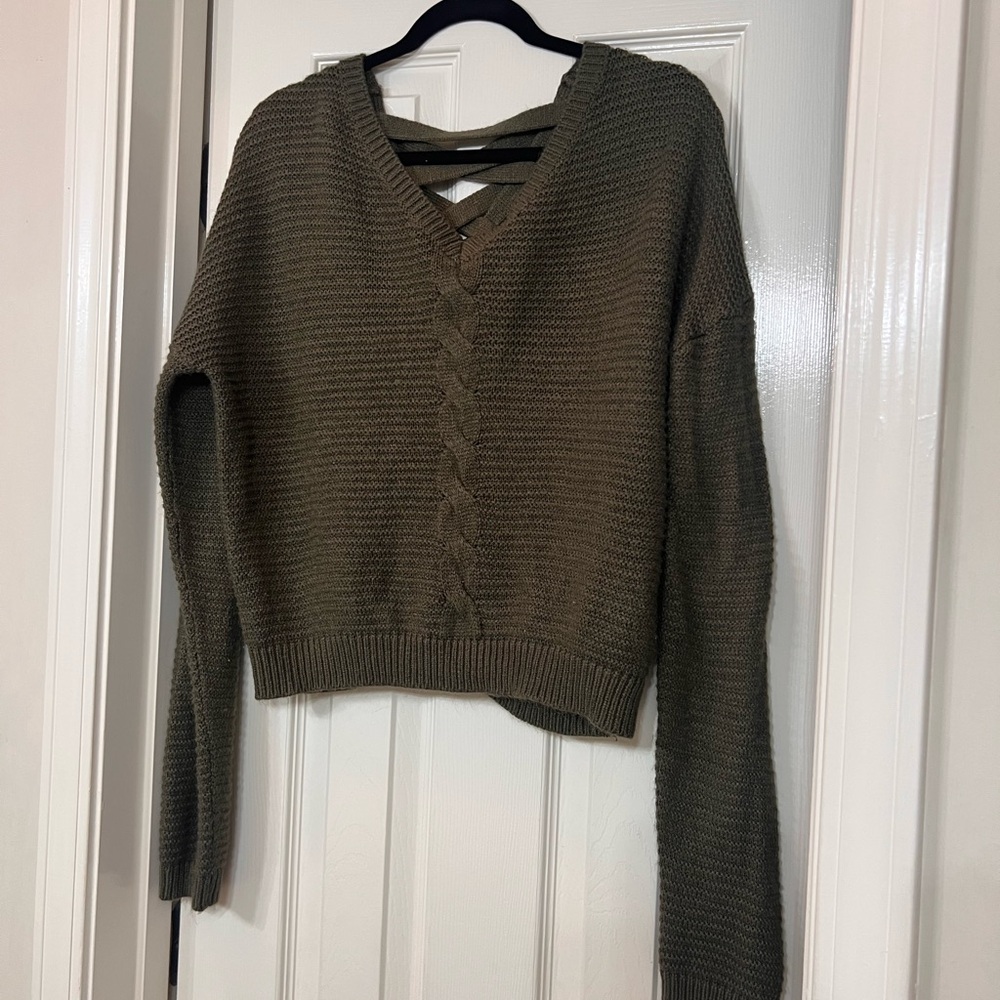 T.J.Maxx Khaki Cable Knit Sweater